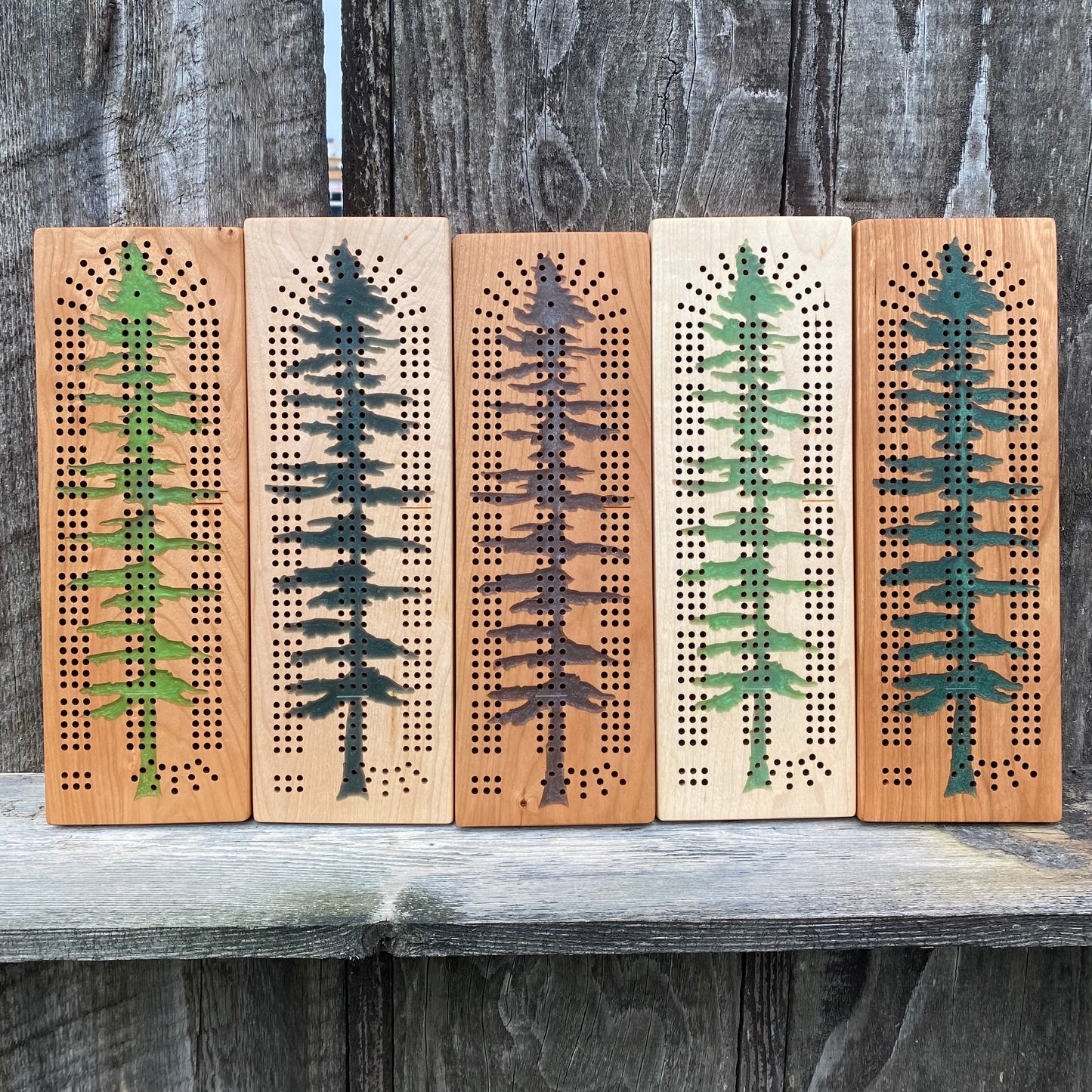 Sitka Tree Epoxy Cribbage Boards